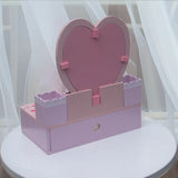 Portable Princess Wooden Drawer Heart Mirror Vanity Set Image - 6