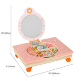 Portable Princess Wooden Drawer Heart Mirror Vanity Set #size