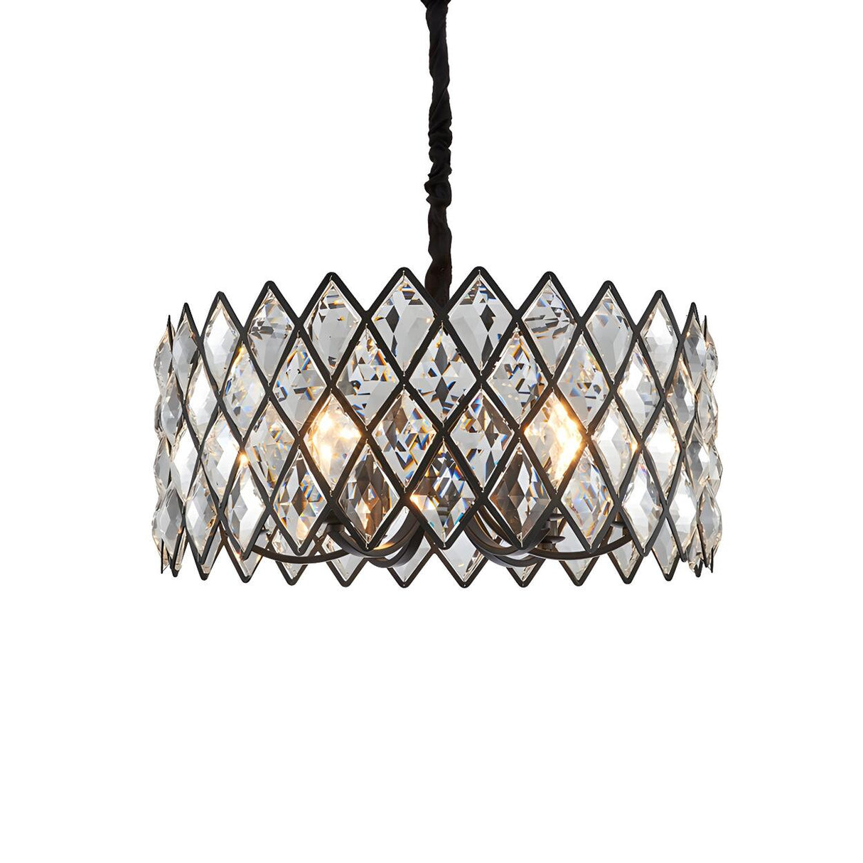 Postmodern Black Crystal Drum Living Room Chandelier Image - 3