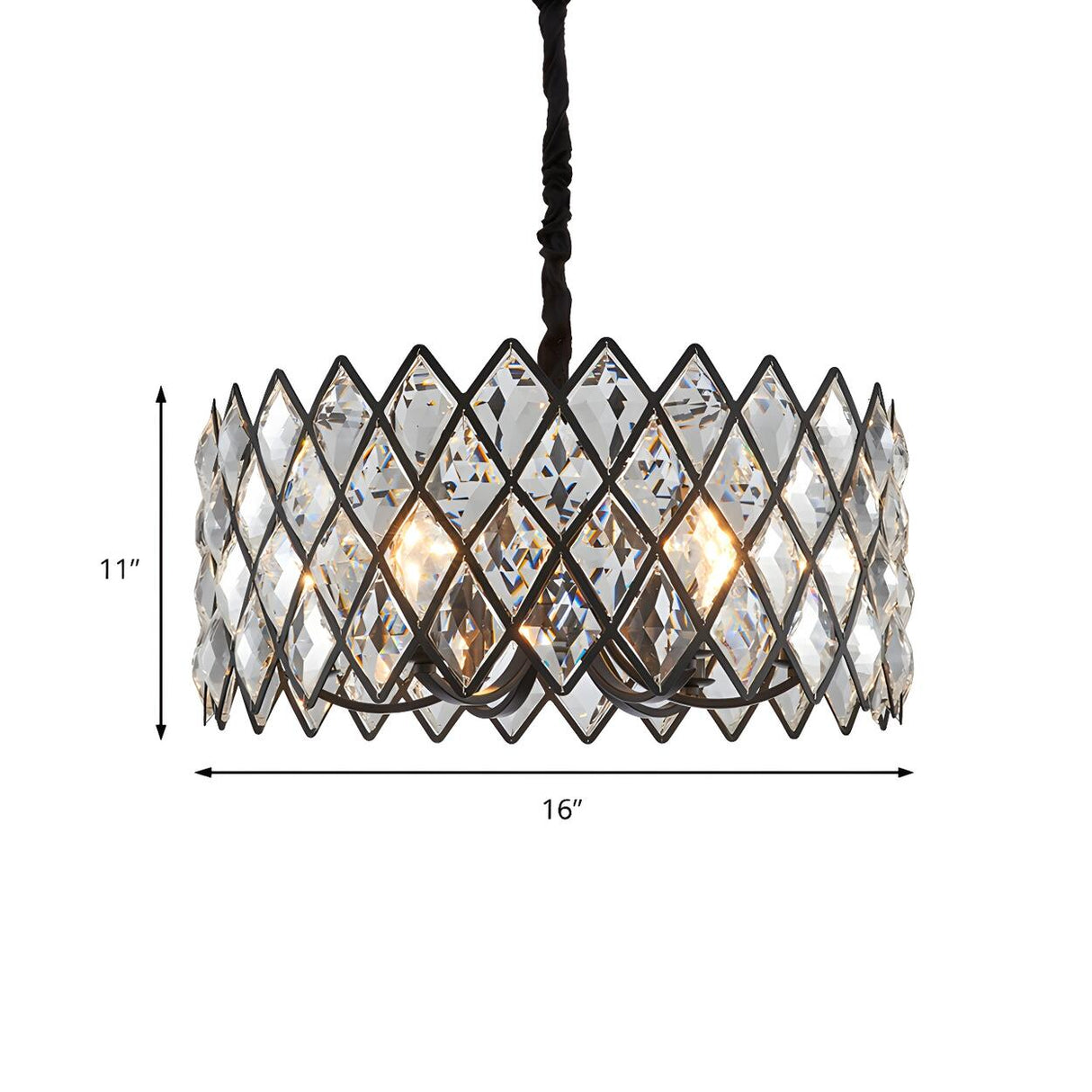 Postmodern Black Crystal Drum Living Room Chandelier 