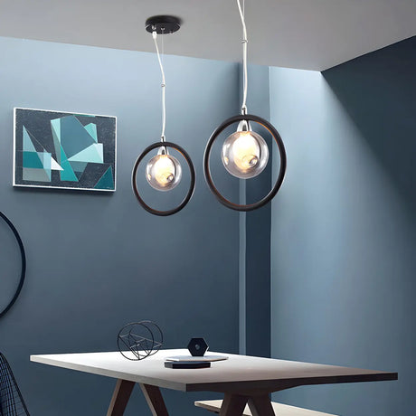 Postmodern Globe Glass Dining Room Black Pendant Light Image - 1