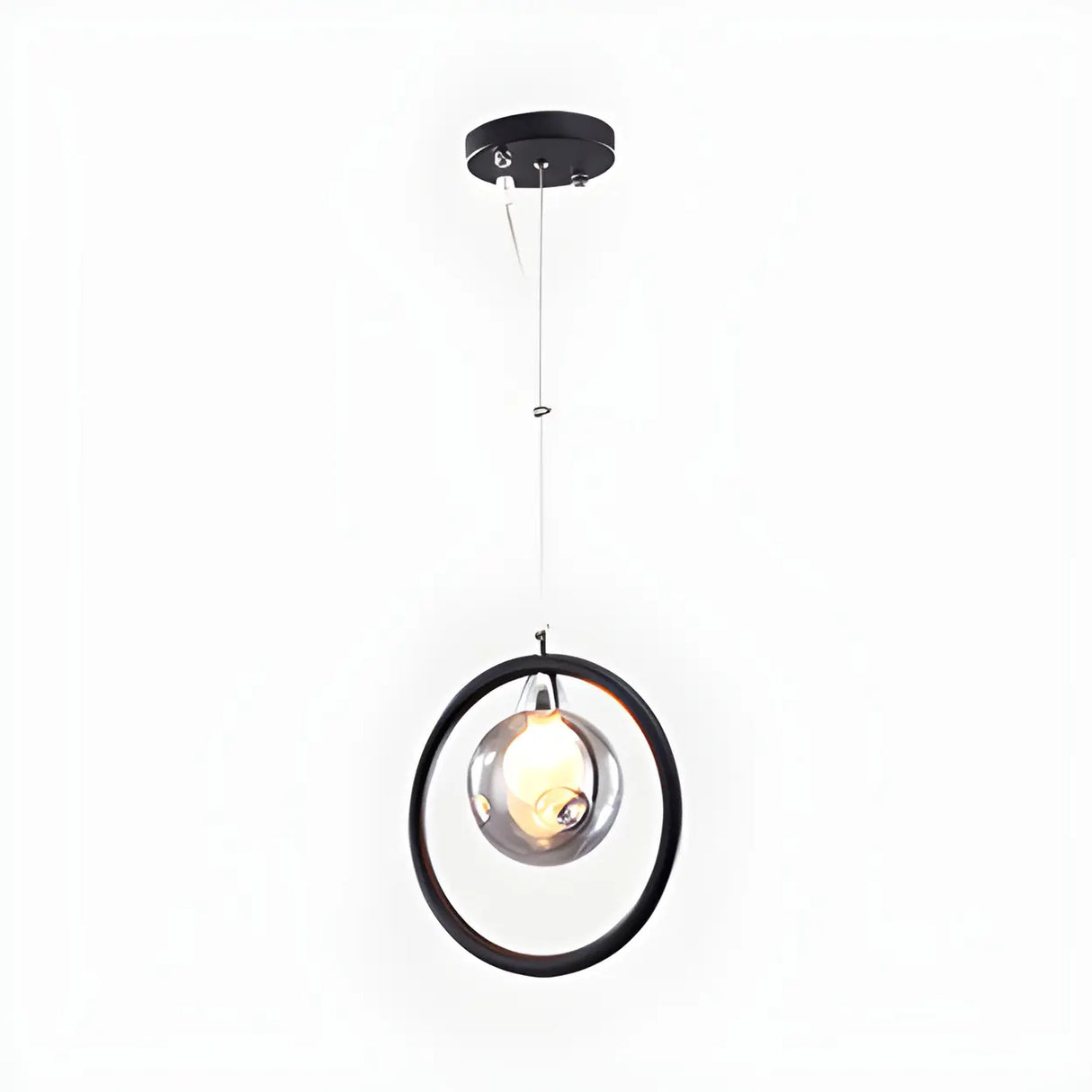 Postmodern Globe Glass Dining Room Black Pendant Light Image - 2
