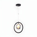 Postmodern Globe Glass Dining Room Black Pendant Light Image - 2
