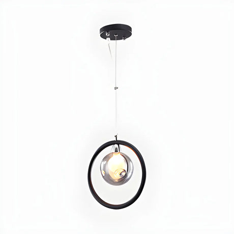Postmodern Globe Glass Dining Room Black Pendant Light Image - 2