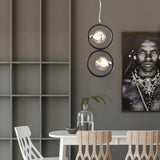 Postmodern Globe Glass Dining Room Black Pendant Light Image - 3