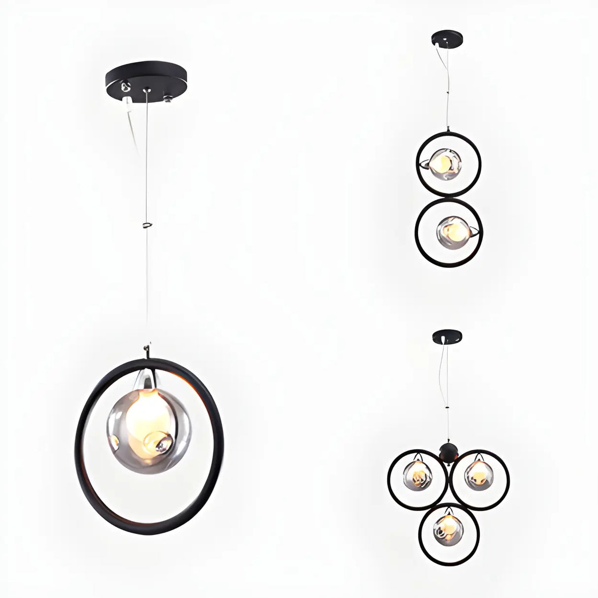 Postmodern Globe Glass Dining Room Black Pendant Light Image - 7