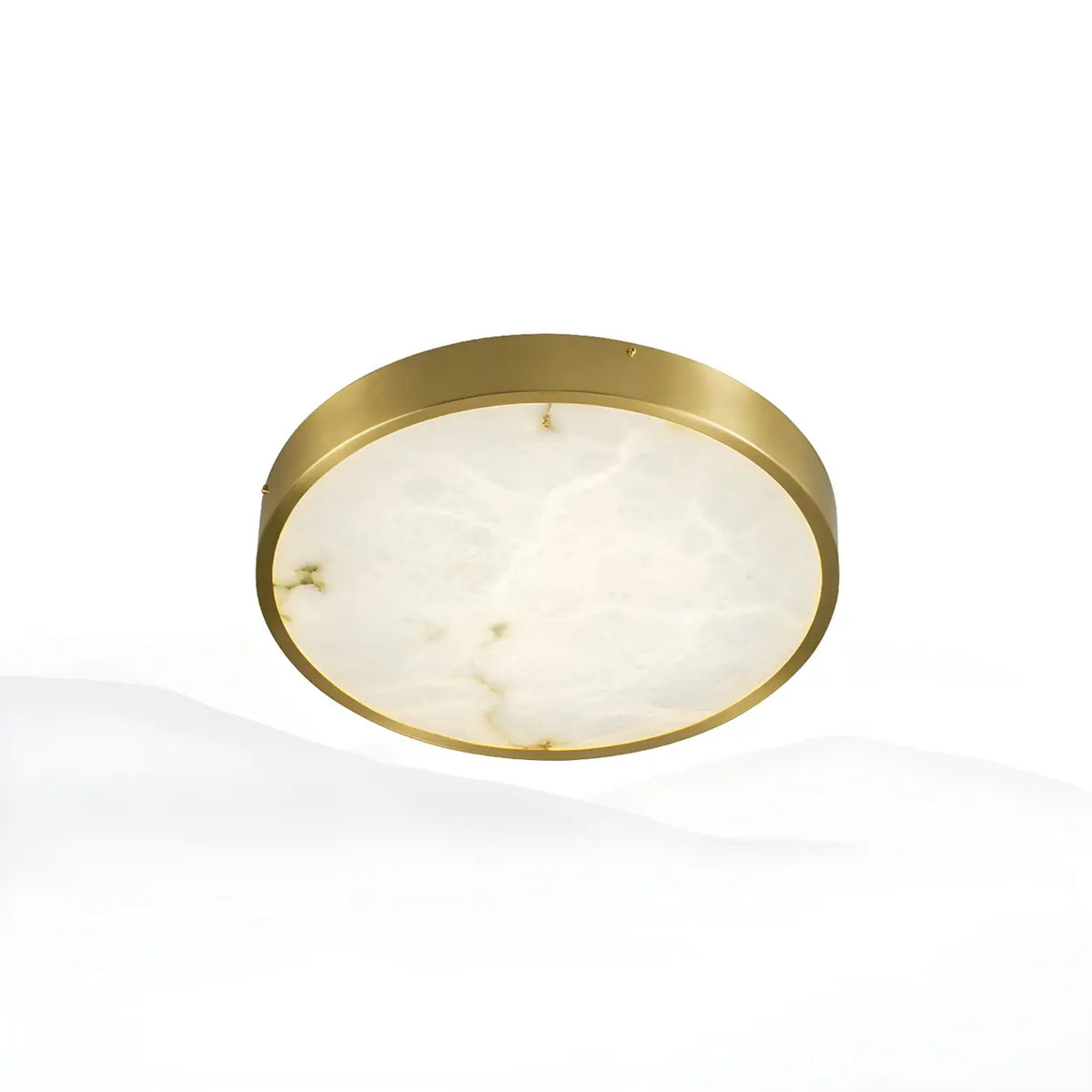 8" 220V-240V Brass Postmodern Round Alabaster LED Flush Mount Ceiling Light Image - 2