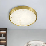 Postmodern Round Alabaster LED Flush Mount Ceiling Light Image - 6