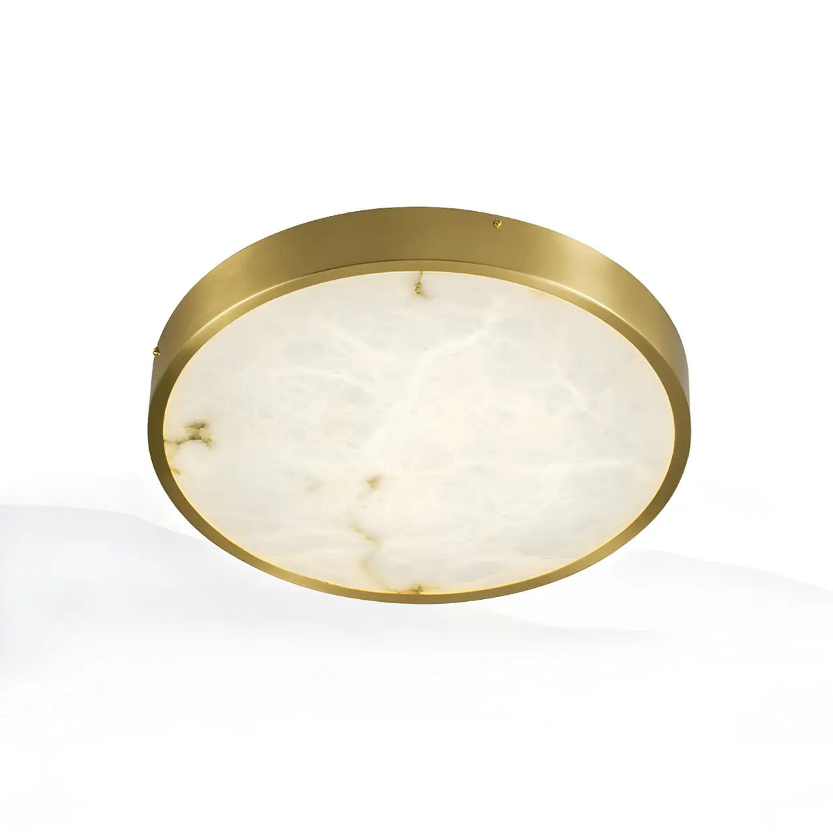 19.5" 110V-120V Brass Postmodern Round Alabaster LED Flush Mount Ceiling Light Image - 6