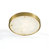 19.5" 110V-120V Brass Postmodern Round Alabaster LED Flush Mount Ceiling Light Image - 6