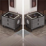 Practical Rectangular Leather Dark Gray Charging Nightstand Image - 1