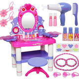 Princess Oval Plastic Pink Kids Vanity with Mirror Storage Image - 5