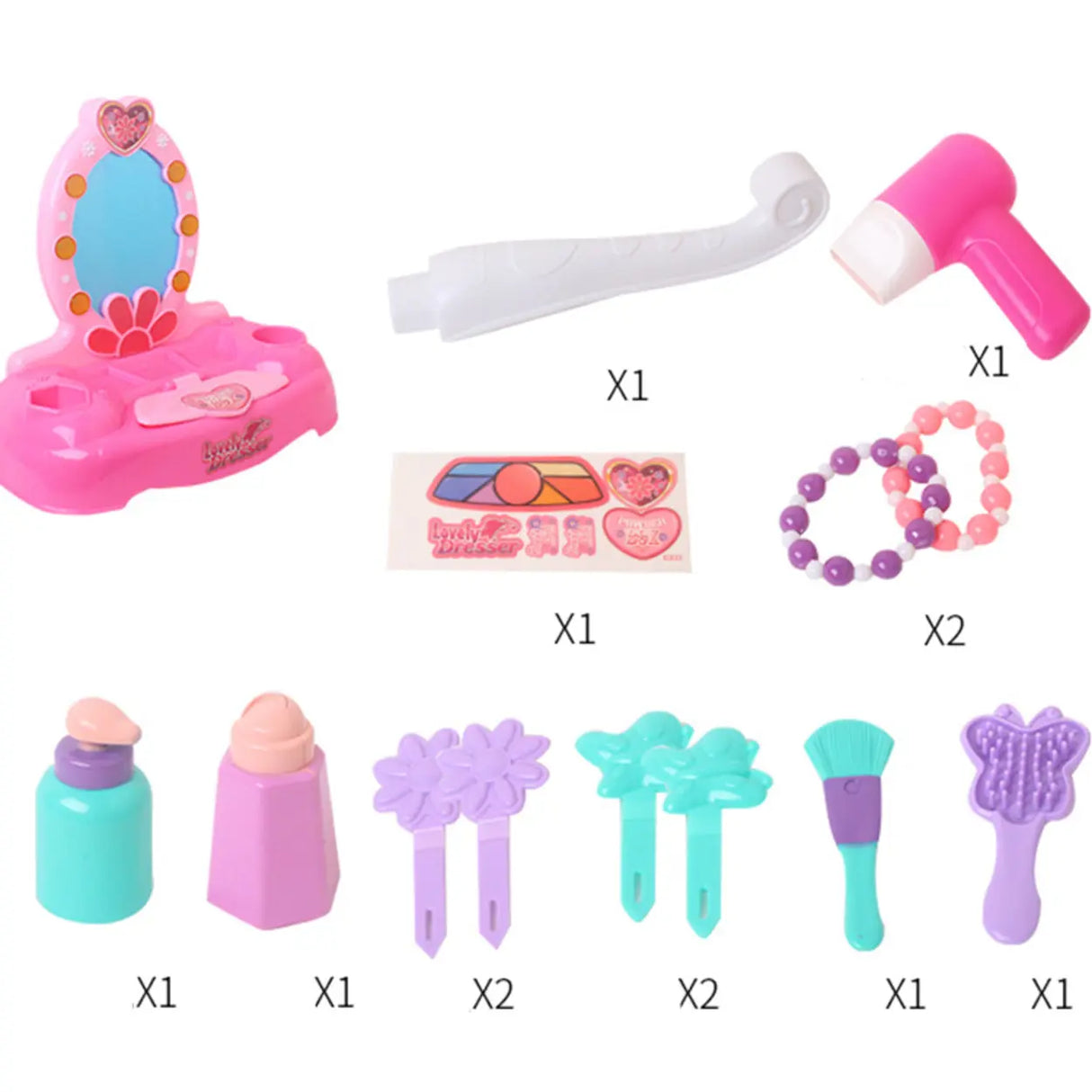 Princess Oval Plastic Pink Kids Vanity with Mirror Storage Image - 9