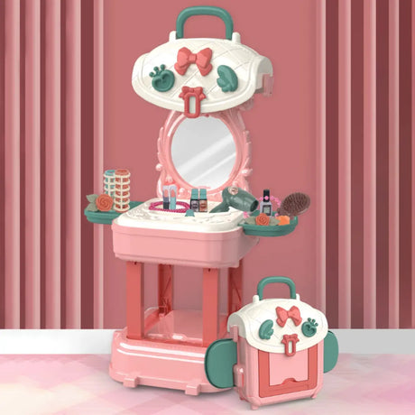 Princess Portable Pink Travel Storage Mirror Kids Vanity Image - 2
