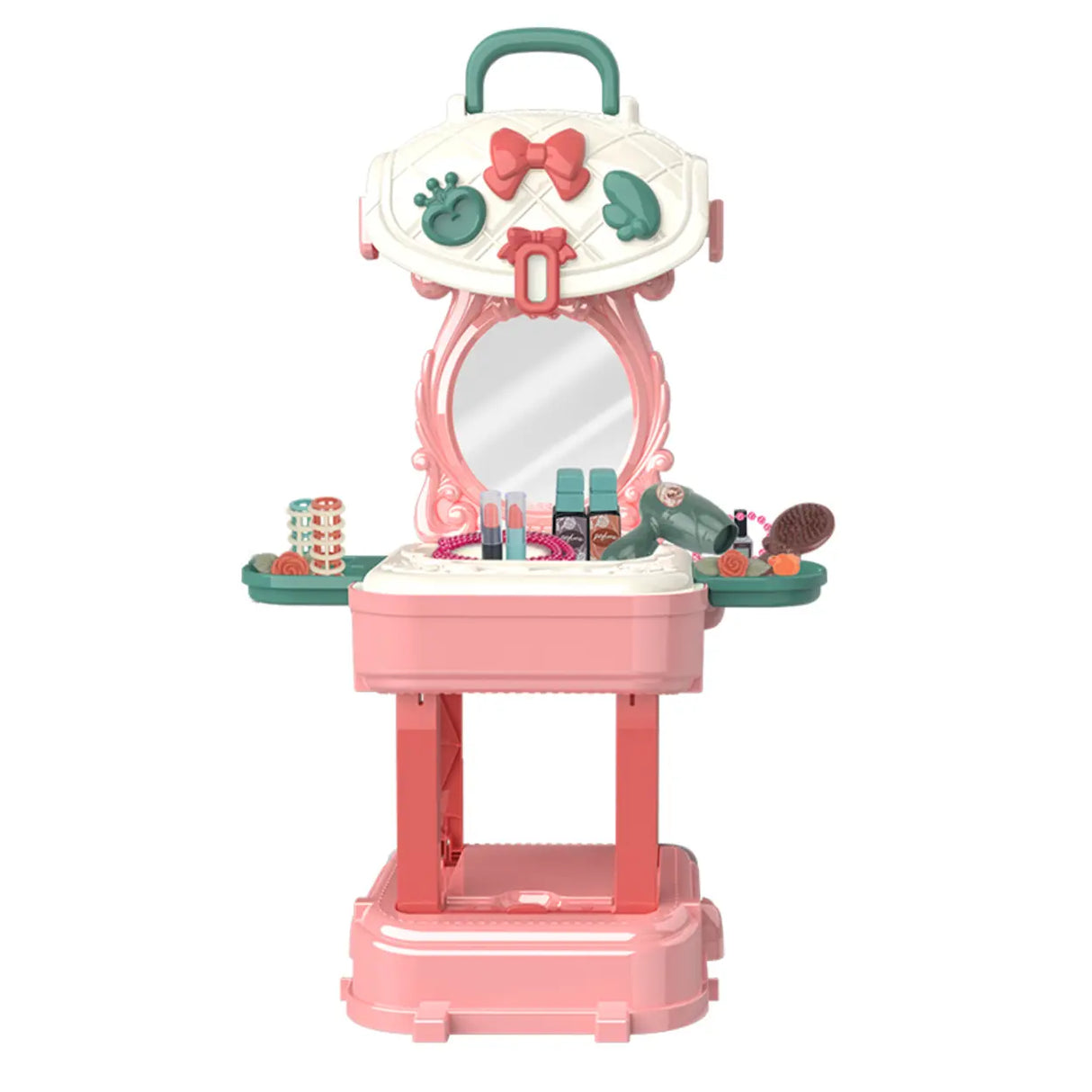 Princess Portable Pink Travel Storage Mirror Kids Vanity Image - 5