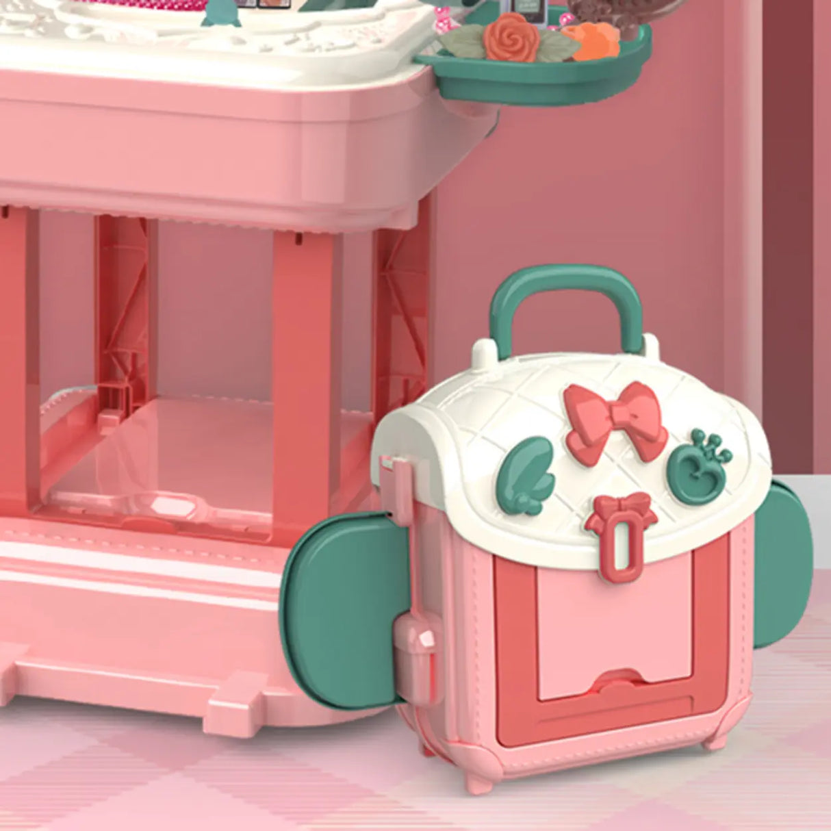 Princess Portable Pink Travel Storage Mirror Kids Vanity Image - 6
