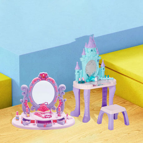 Princess Purple Castle Vanity with Mirror and Storage Image - 1
