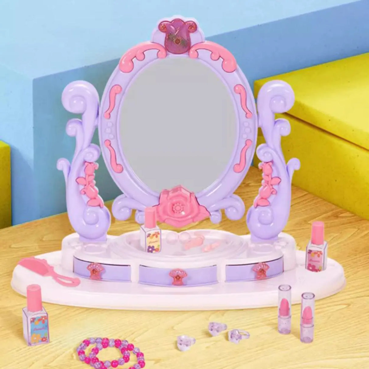 Princess Purple Castle Vanity with Mirror and Storage Image - 3
