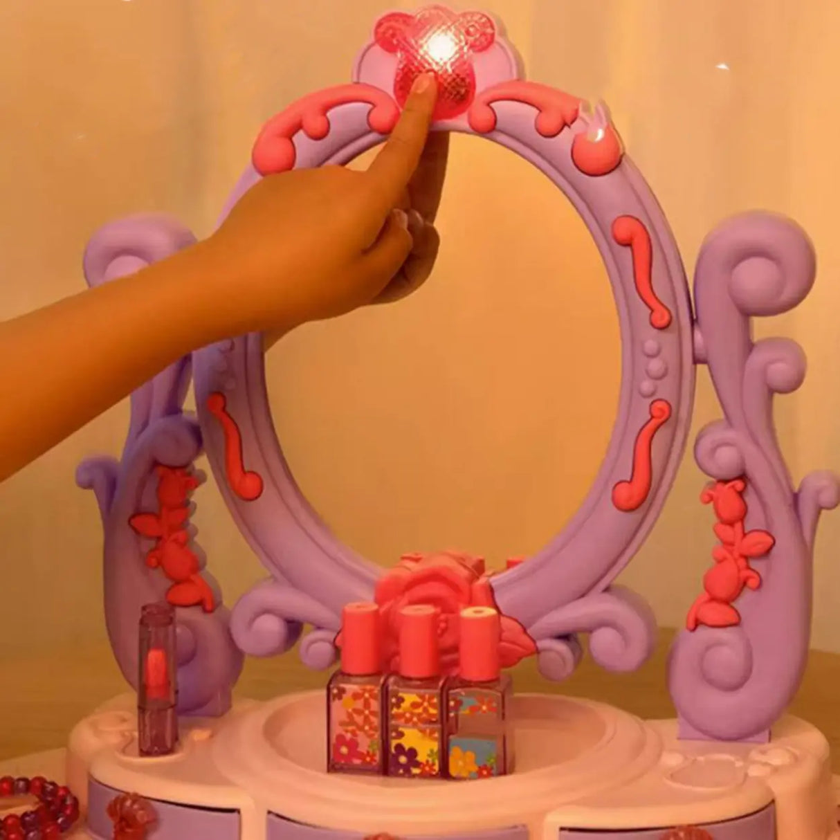 Princess Purple Castle Vanity with Mirror and Storage Image - 5