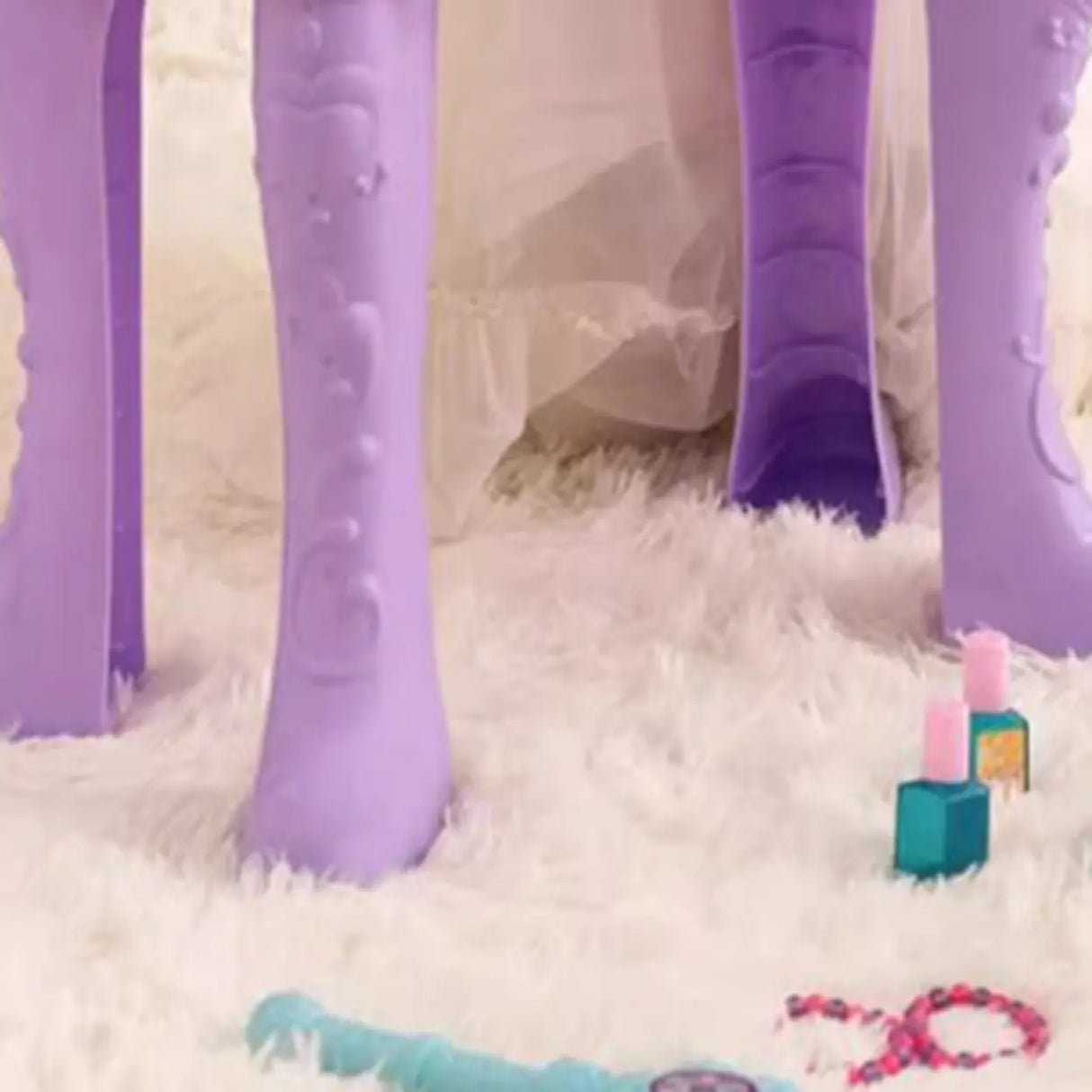 Princess Purple Castle Vanity with Mirror and Storage Image - 7