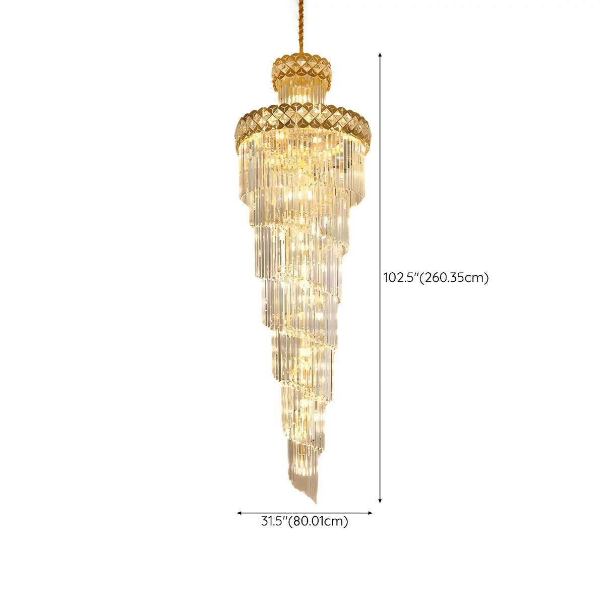 Prismatic Crystal Spiral High Ceiling Foyer Chandelier Image - 14