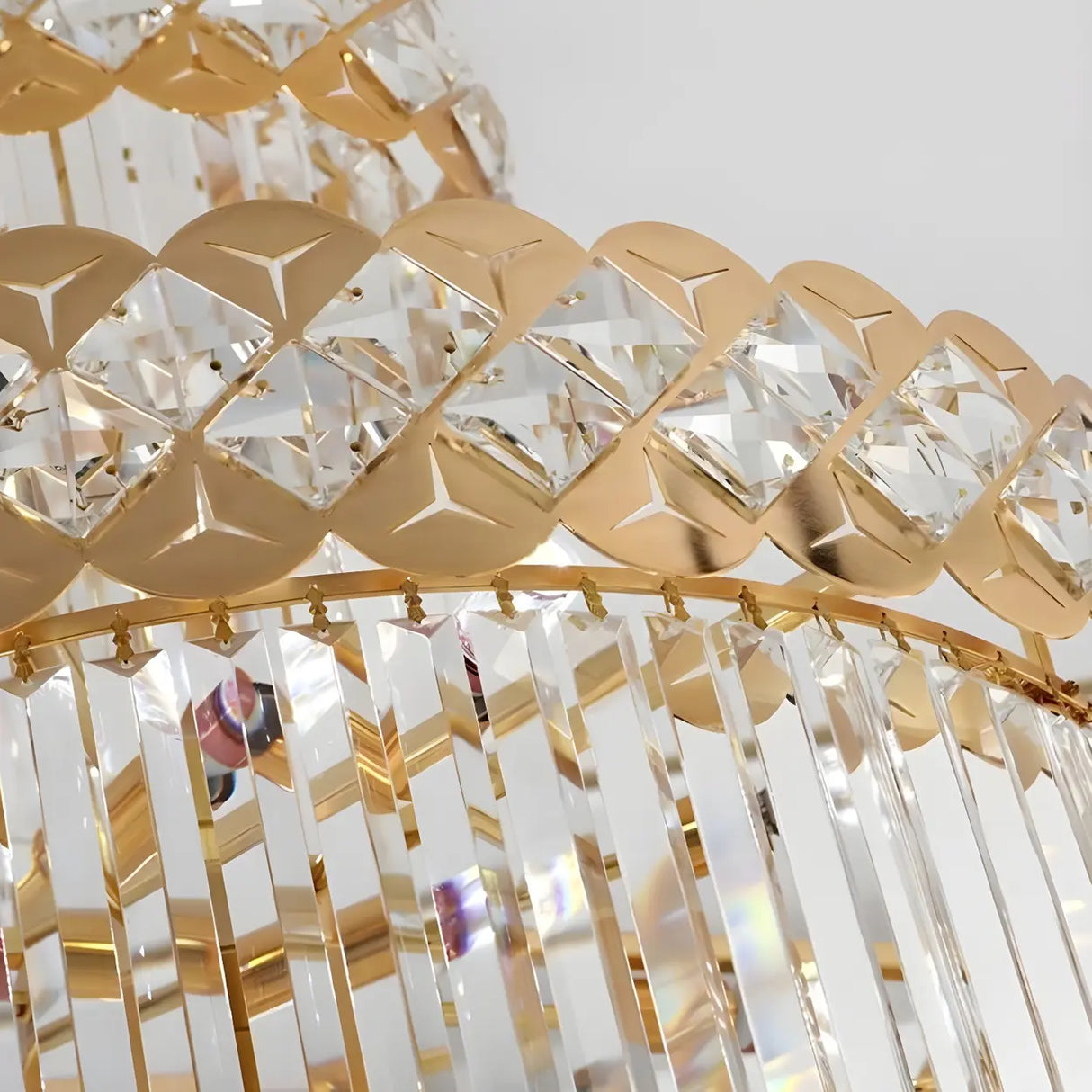Prismatic Crystal Spiral High Ceiling Foyer Chandelier Image - 5