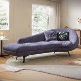 Purple Chenille Upholstered Wood Leg Right-Arm Chaise Image - 1