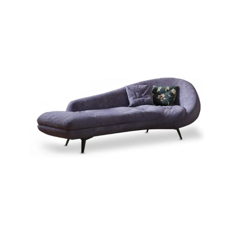 Purple Chenille Upholstered Wood Leg Right-Arm Chaise Image - 2