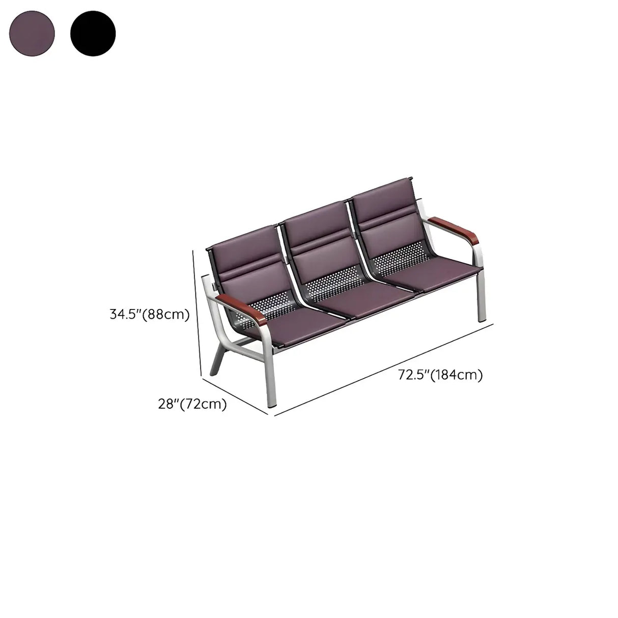 Purple Stain Resistant Faux Leather Beam Seating 