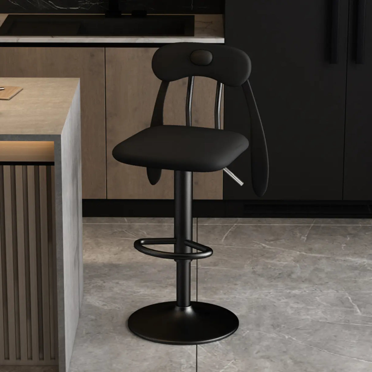 Rabbit Ears Square Leather Adjustable Swivel Bar Stool Image - 18