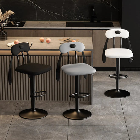 Rabbit Ears Square Leather Adjustable Swivel Bar Stool Image - 1