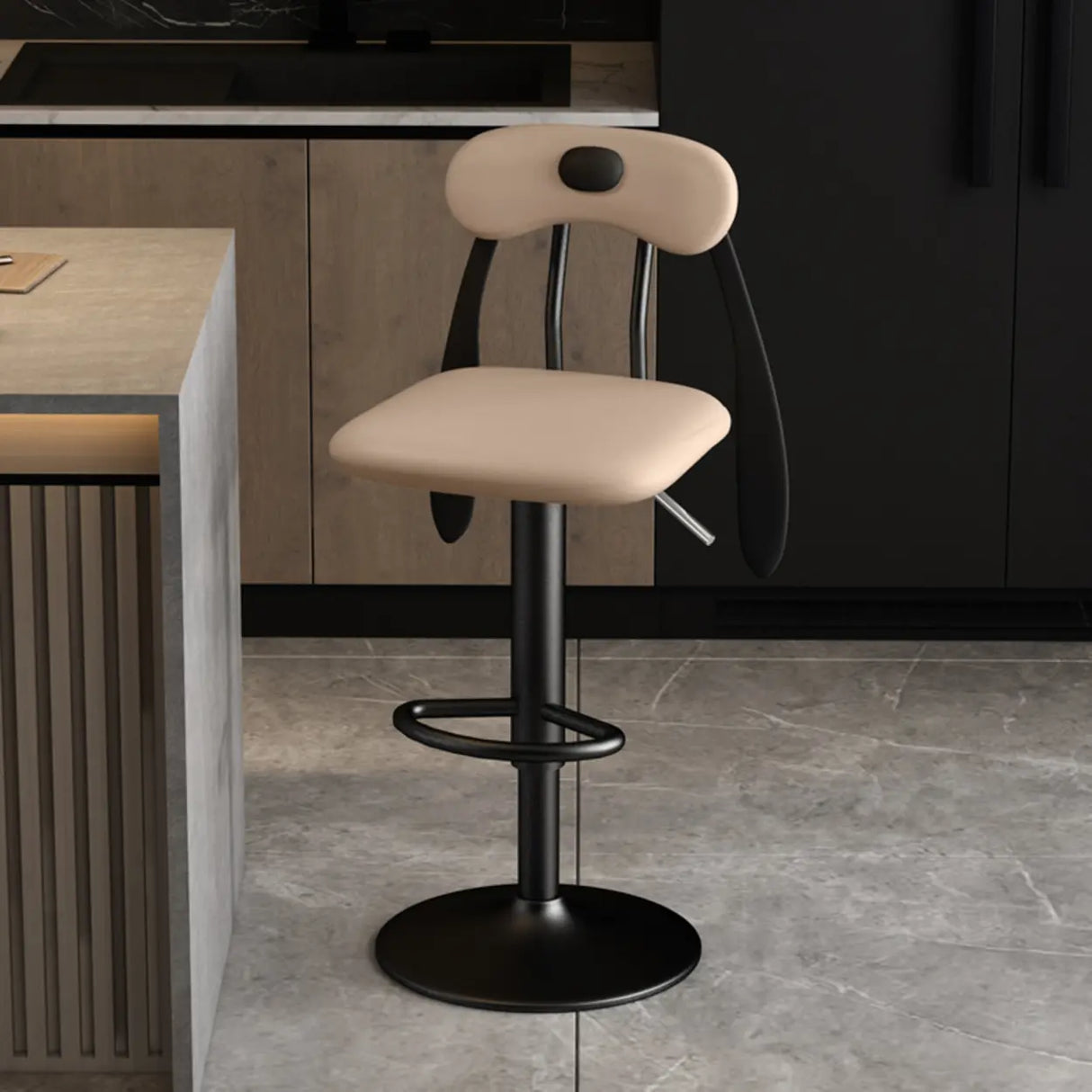 Rabbit Ears Square Leather Adjustable Swivel Bar Stool Image - 24