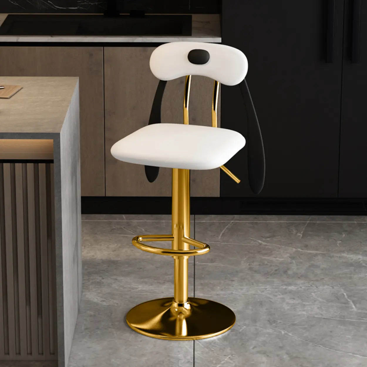 Rabbit Ears Square Leather Adjustable Swivel Bar Stool Image - 25