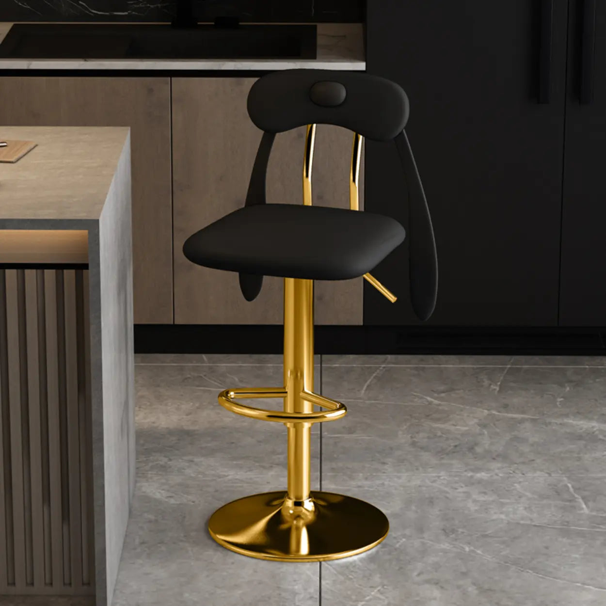 Rabbit Ears Square Leather Adjustable Swivel Bar Stool Image - 26