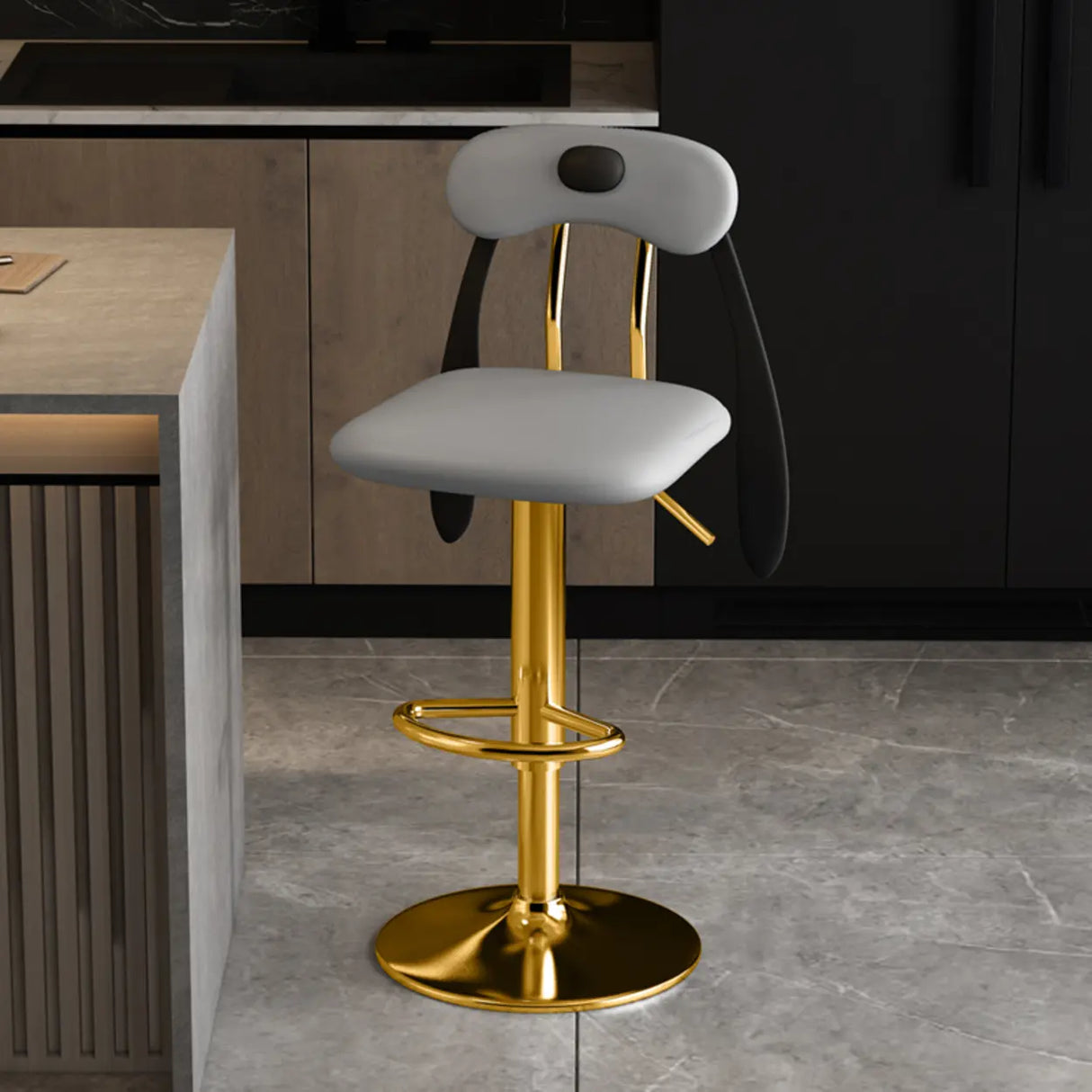 Rabbit Ears Square Leather Adjustable Swivel Bar Stool Image - 27