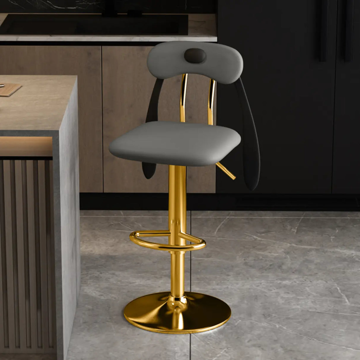 Rabbit Ears Square Leather Adjustable Swivel Bar Stool Image - 28