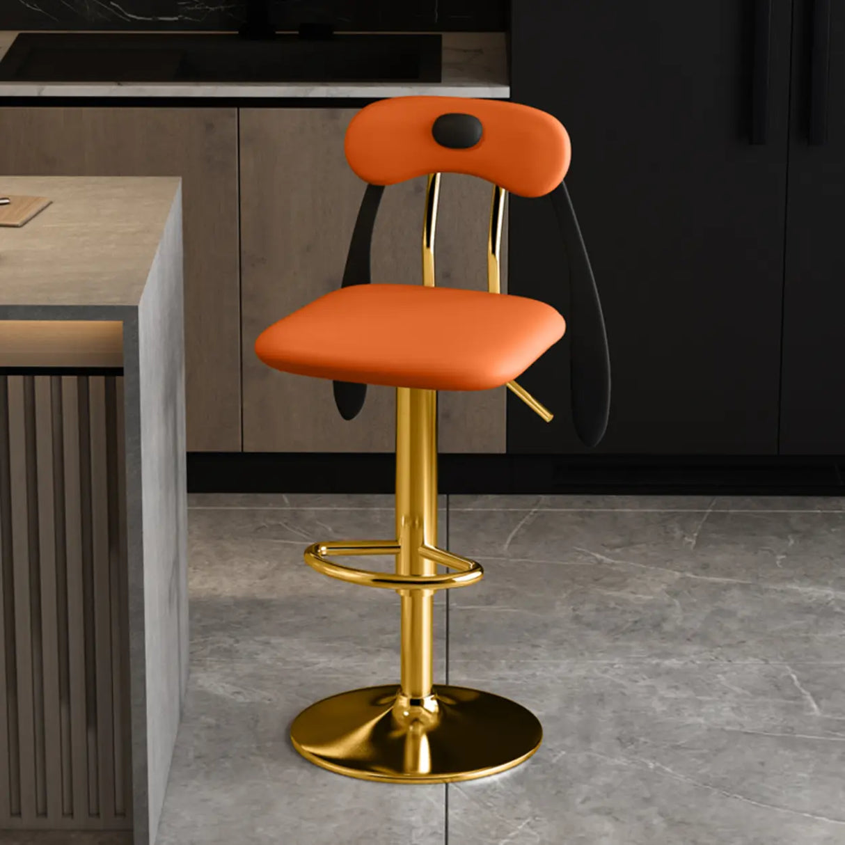 Rabbit Ears Square Leather Adjustable Swivel Bar Stool Image - 29