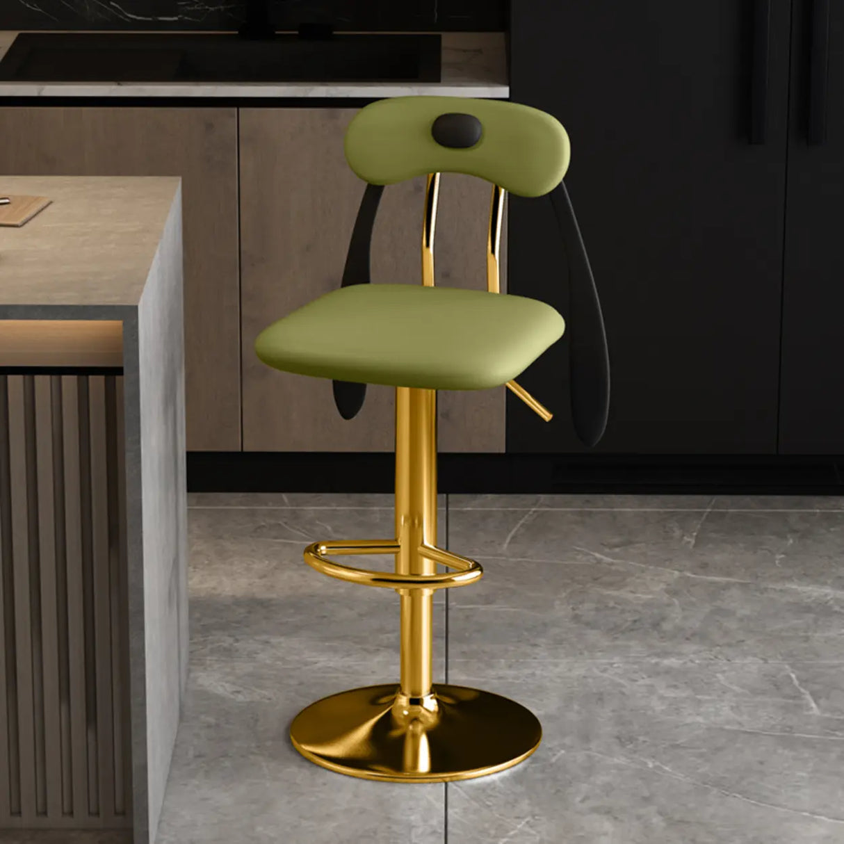 Rabbit Ears Square Leather Adjustable Swivel Bar Stool Image - 30