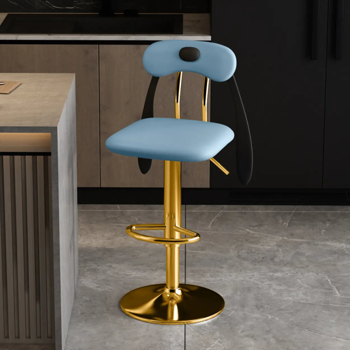 Rabbit Ears Square Leather Adjustable Swivel Bar Stool Image - 31