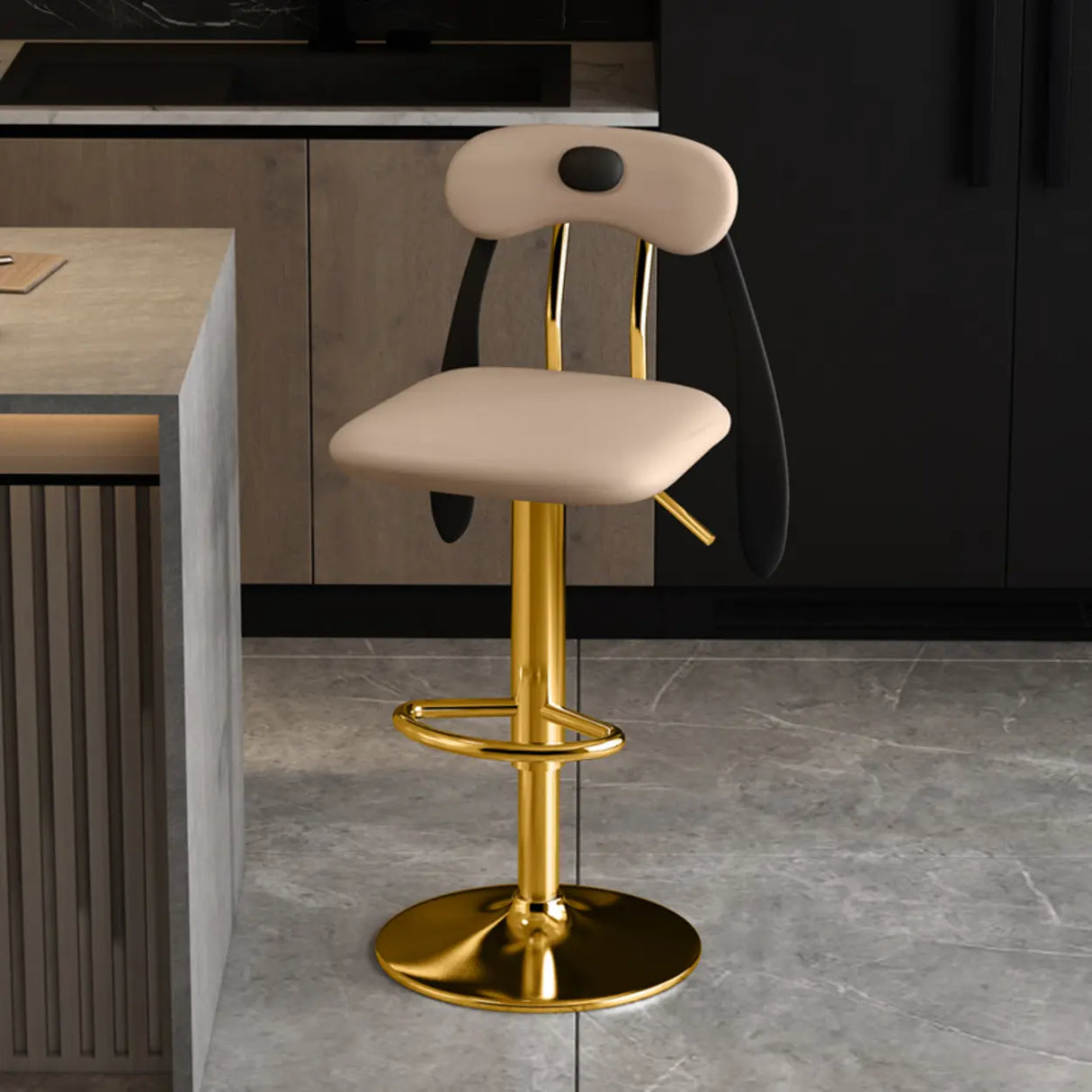 Rabbit Ears Square Leather Adjustable Swivel Bar Stool Image - 32