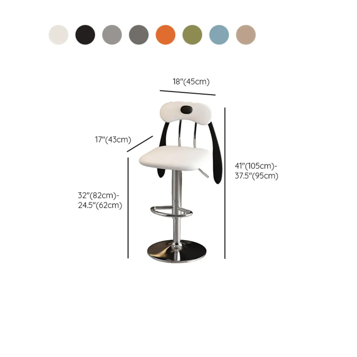 Rabbit Ears Square Leather Adjustable Swivel Bar Stool 