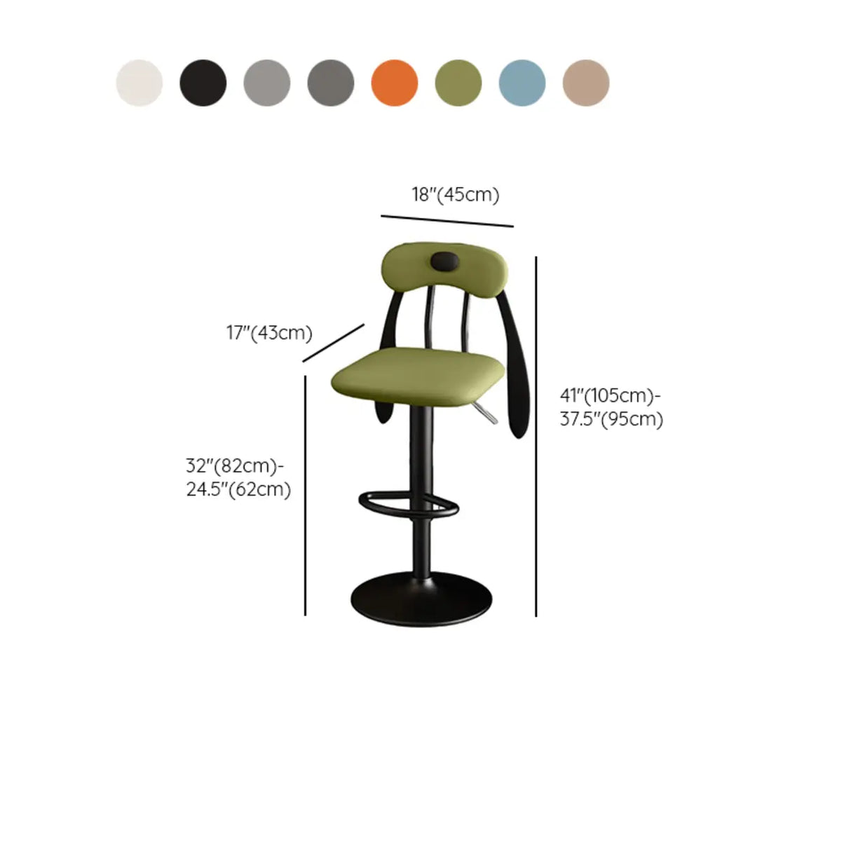 Rabbit Ears Square Leather Adjustable Swivel Bar Stool Image - 34