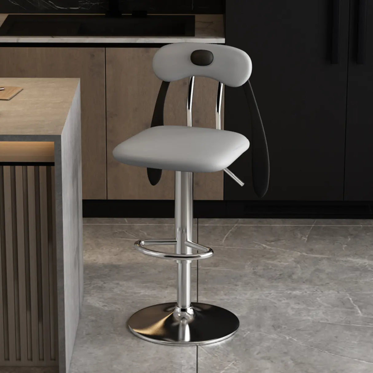 Rabbit Ears Square Leather Adjustable Swivel Bar Stool Image - 6