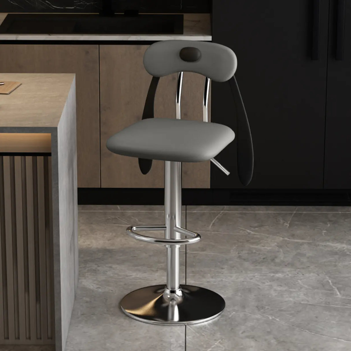 Rabbit Ears Square Leather Adjustable Swivel Bar Stool Image - 8