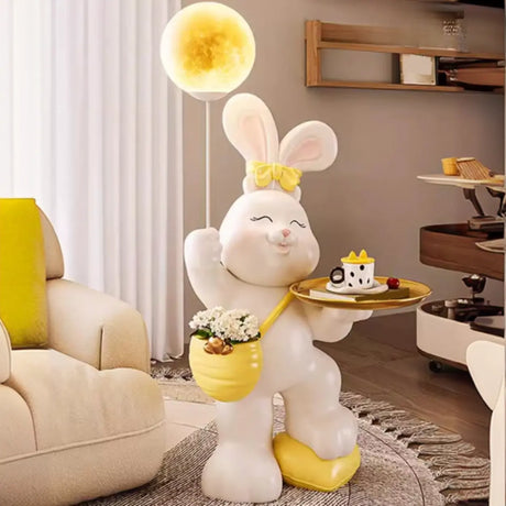 Rabbit Shape Resin Table Kids Nightstand with Light Image - 1