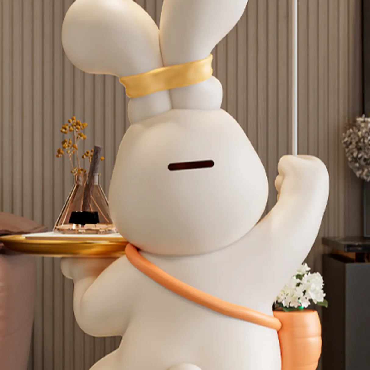 Rabbit Shape Resin Table Kids Nightstand with Light Image - 13