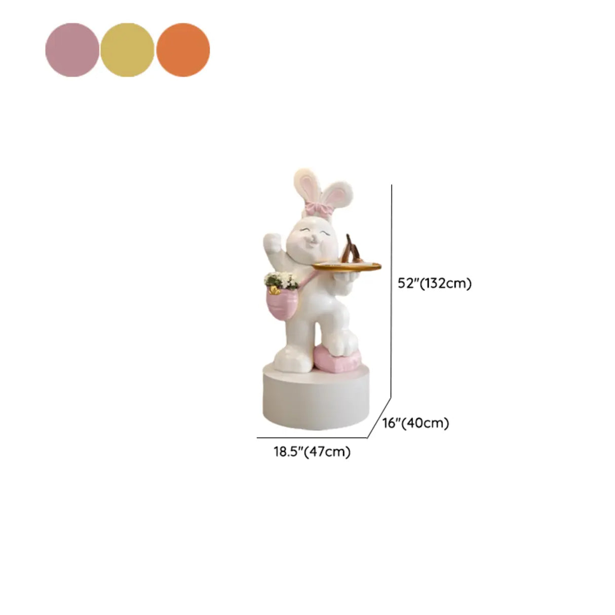 Rabbit Shape Resin Table Kids Nightstand with Light Image - 15