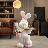 Rabbit Shape Resin Table Kids Nightstand with Light Image - 2