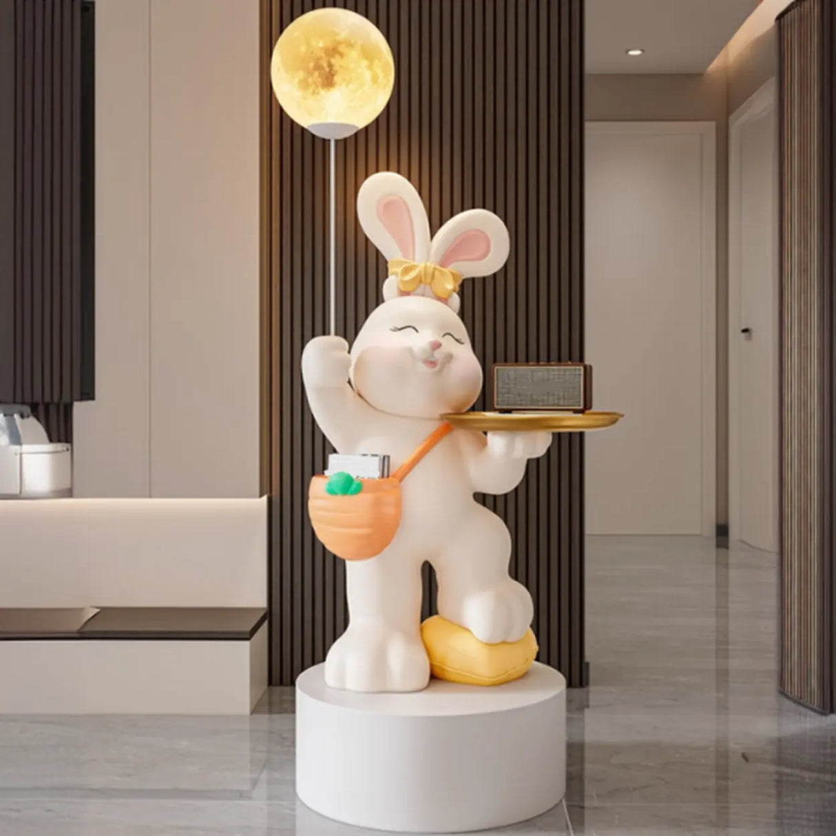 Rabbit Shape Resin Table Kids Nightstand with Light Image - 6