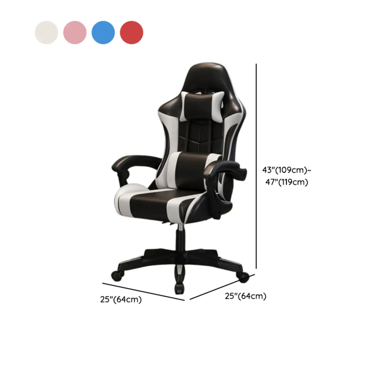 Racing Reclining PU Leather Red Black Gaming Office Chair 